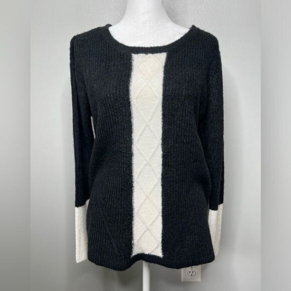 Dressbarn Womens Black & White Sweater Medium Acrylic/Nylon Blend - Picture 4 of 11